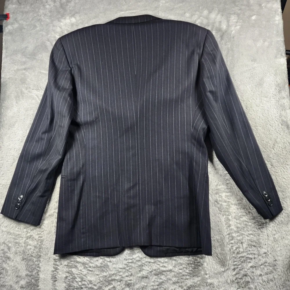 Armani‎ Collezioni Blazer Mens 40R Blue Pinstripe Wool Sport Coat Made Italy